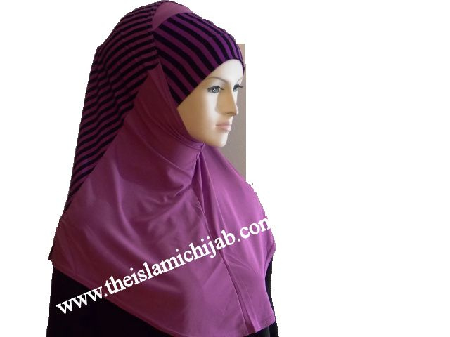 cute illiac double striped style 2 piece hijab 4